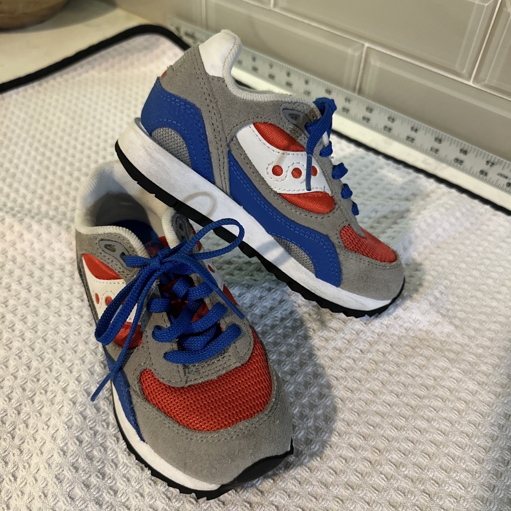 Saucony Originals Shadow 6000 Grey Blue Red Sneakers Shoes Little Kid SZ 11